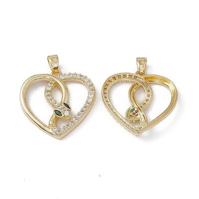 Brass Clear & Green Cubic Zirconia Pendants