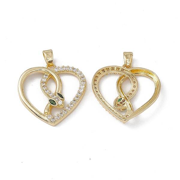 Brass Clear & Green Cubic Zirconia Pendants