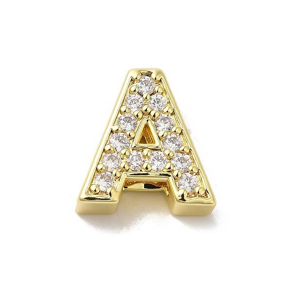 Brass Micro Pave Cubic Zirconia Beads