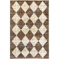 Meline Checkered Fringe Area Rug with Checkered Pattern and Classic Design Bedroom