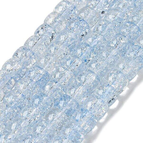 Transparent Spray Painting Crackle Glass Beads Strands