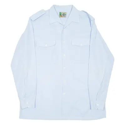 BARBADOS Casual Wear Mens Plain Shirt Blue Long Sleeve L