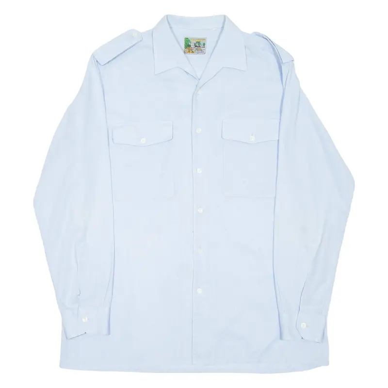 BARBADOS Casual Wear Mens Plain Shirt Blue Long Sleeve L