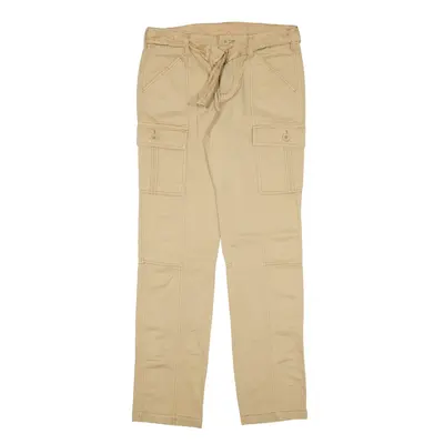 FADED GLORY Belted Cargo Y2K Trousers Beige Slim Straight Womens W28 L30