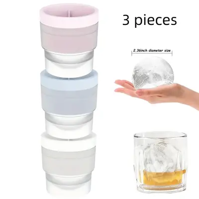 Ice Ball Maker Mold, Reusable 2.5 Inch Ice Cube Trays, Easy Release Silicone Round Ice Sphere Tray, with Lids & Funnel for W...