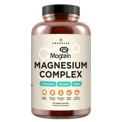 Amandean Magnesium L-Threonate Complex With Magtein, Glycinate and Malate. Dietary Supplement triple blend. Supports cognitiv...