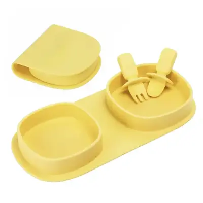 Toddler Plates Travel Essential on the go,Baby Plates with Forks and Spoons Self Feeding 6 months,Foldable,Silicone,BPA Free,...