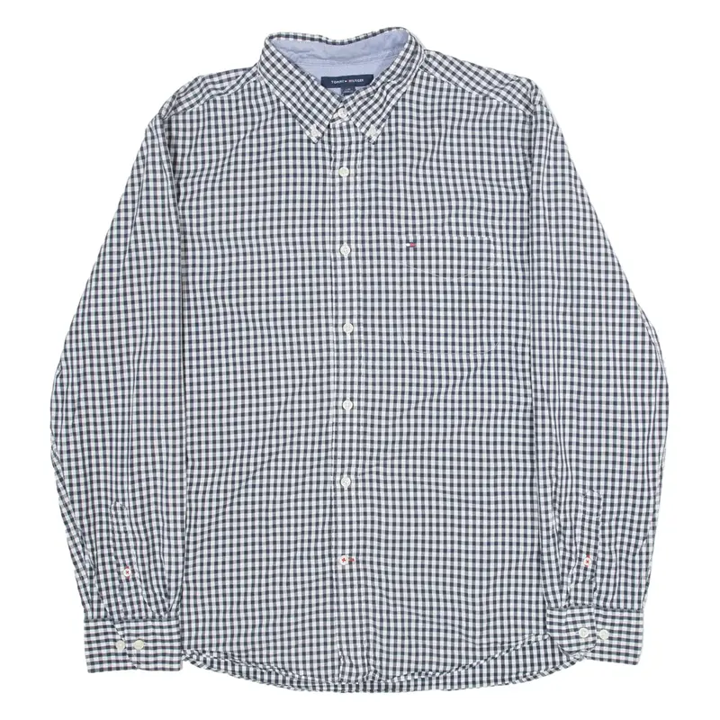 TOMMY HILFIGER Classic Fit Mens Shirt Black Check Long Sleeve L