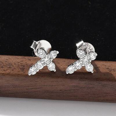 925 Sterling Silver Clear Cubic Zirconia Stud Earrings