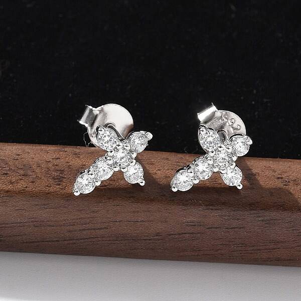 925 Sterling Silver Clear Cubic Zirconia Stud Earrings