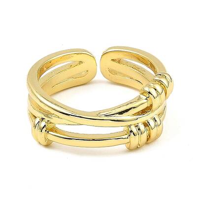 Rack Plating Brass Criss Cross Open Cuff Rings