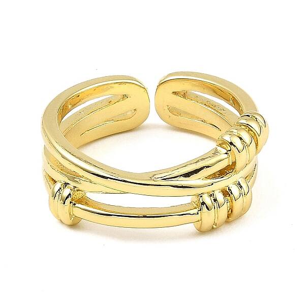 Rack Plating Brass Criss Cross Open Cuff Rings