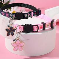 Pet Collar with Flower & Bell Pendant, 2 Counts/set Cute Pet Collar with Adjustable Safety Buckle, Pet Accessories for Small ...