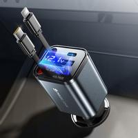 MAGIC JOHN 30W PD Car Charger Fast Charging, mini charger,  180° Rotatable Design, with Retractable Cable, Plug & Play