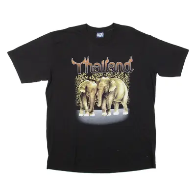 JOLIGOLF Thailand Elephant Mens T-Shirt Black Crew Neck 2XL