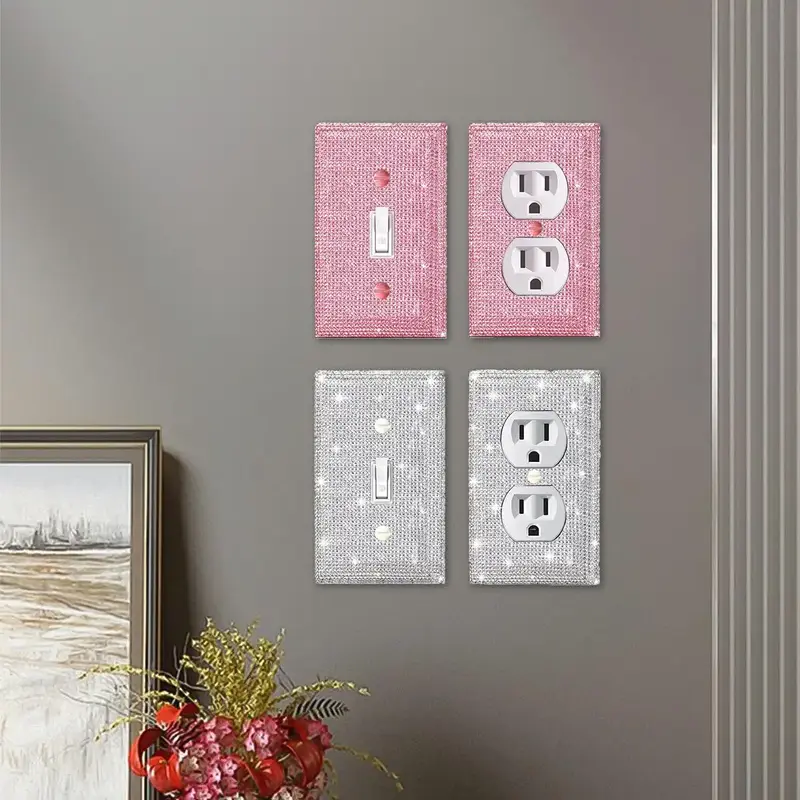 Acrylic Rhinestone Decor Wall Switch Cover, 1 Count Wall Switch Cover Plate, Decorative Switch Cover Plate for Home Living Ro...