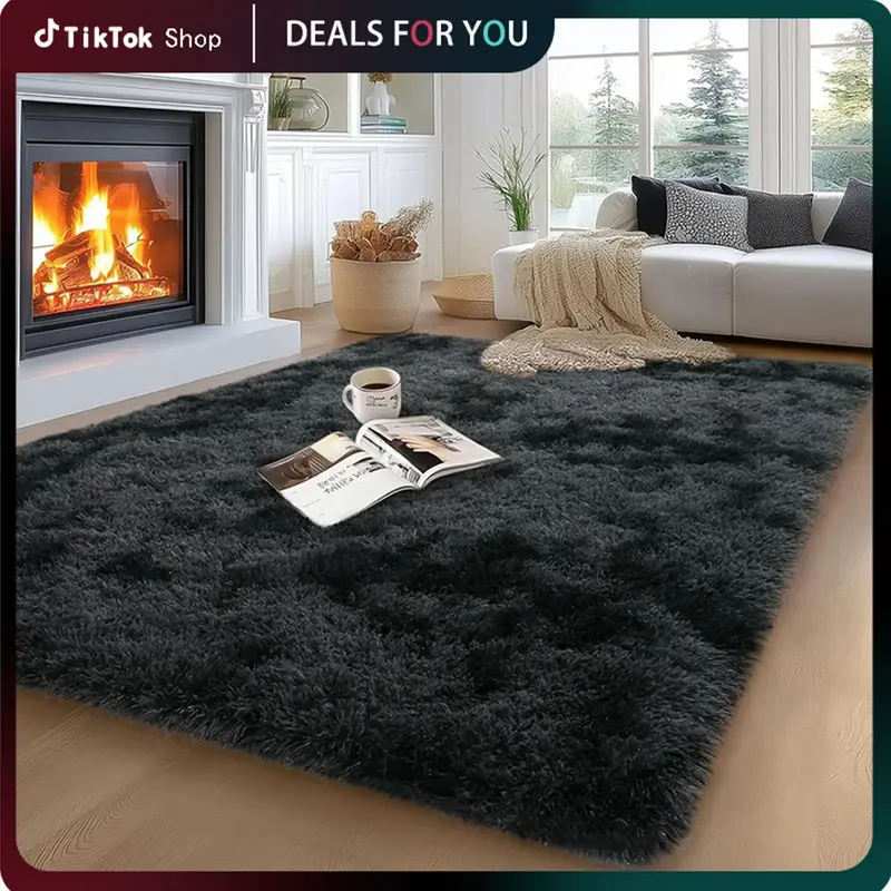 MUGORN 1pc Area Rugs for Living Room, Comes with 4 Carpet Anti Slip Stickers, Ultra Soft Large Shag Living Room Rug Fluffy Ru...