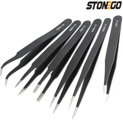 Safe Precision Tweezers, Stainless Steel Anti-static Tweezers, Maintenance Repair Nippers, Multifunctional Tweezers for Elect...