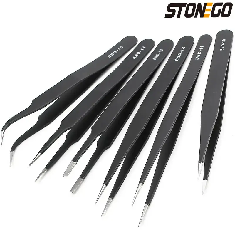 Safe Precision Tweezers, Stainless Steel Anti-static Tweezers, Maintenance Repair Nippers, Multifunctional Tweezers for Elect...