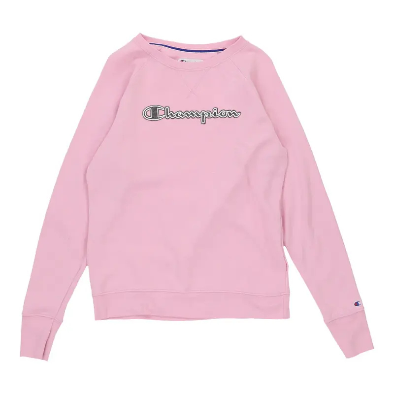 Champion Spellout Sweatshirt - Medium Pink Cotton