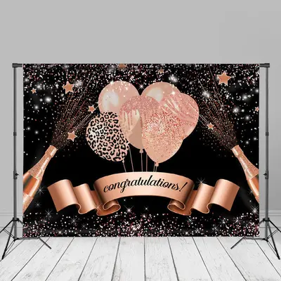 Champagne Sparkling Balloons Grad Backdrop For Photo - Aperturee