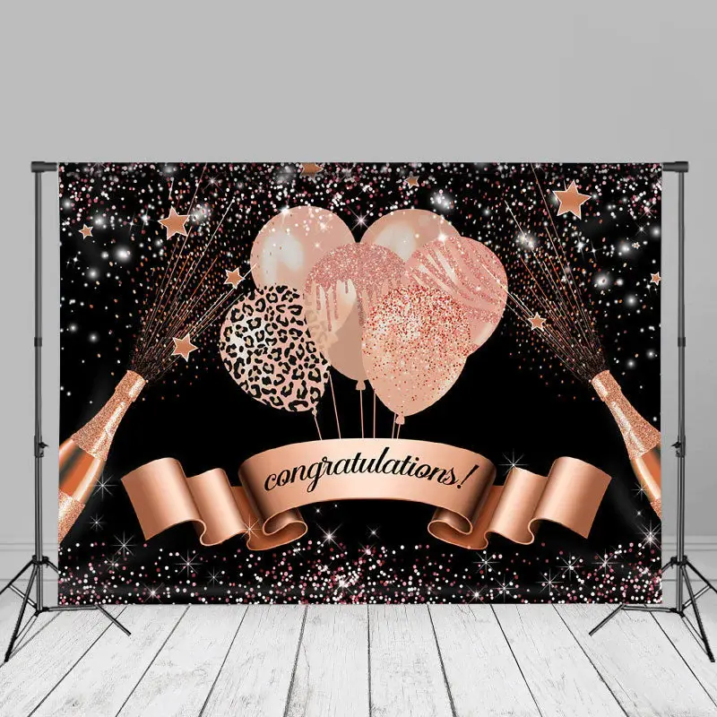 Champagne Sparkling Balloons Grad Backdrop For Photo - Aperturee