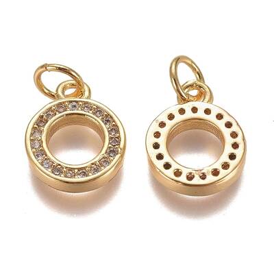Brass Micro Pave Clear Cubic Zirconia Charms