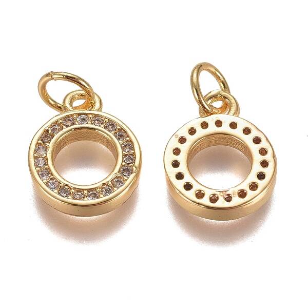 Brass Micro Pave Clear Cubic Zirconia Charms