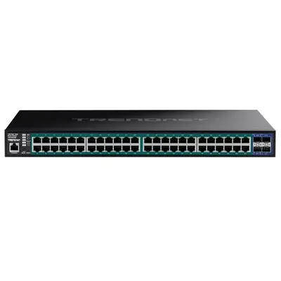 TPE-3524SF TRENDnet 48-Ports 10/100/1000Base-T RJ-45 GbE PoE+ 4-Ports 10GBase-X SFP+ Web Smart Rack-mountable Gigabit Etherne...