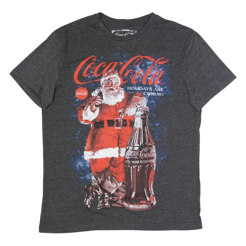 COCA COLA Christmas Mens T-Shirt Grey S