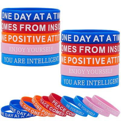 30Pcs 5 Color Word Silicone Cord Bracelets Set Wristband