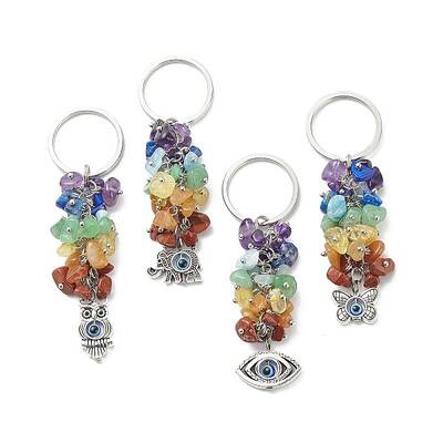 Chakra Natural Gemstone Chip Bead Keychain