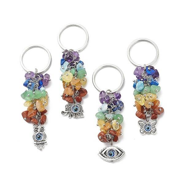 Chakra Natural Gemstone Chip Bead Keychain