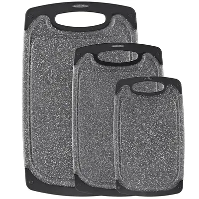 3 PCS Cutting Board,  Plastic Cutting Boards With Non-Slip Feet and Deep Drip Juice Groove, Easy Grip Handle Chopping Board f...