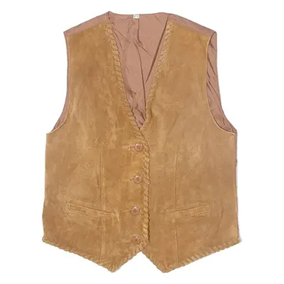 Womens Waistcoat Brown Leather Suede 90s S