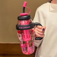 High Appearance Level Fashion Ladies Big MAC Large Capacity Straw Plastic Kettle Summer Ladies Must Have Bottle Drinkware Por...