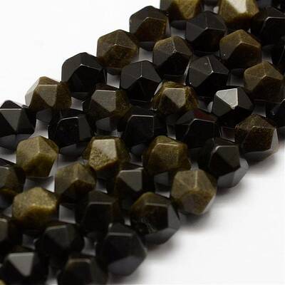 Natural Golden Sheen Obsidian Beads Strands
