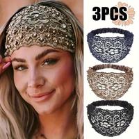 3pcs Set Boho-chic Crystal & Pearl Embellished Wide Headbands for Women – Luxury Hair Accessories, Ideal for Weddings, Vaca...