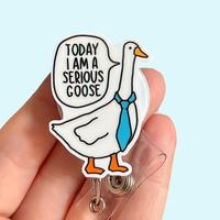 Glitter My Badge Silly Goose badge reel for nurse and hospital workers. Serious Goose Badge clip Badge pull - Retractable swi...