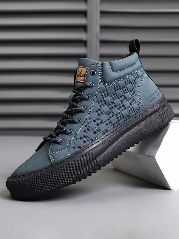 Men's Fashionable Plain Color Lace Up Ankle Boots, Casual Comfortable Breathable Boots for Outdoor, Male All-match Round Toe ...