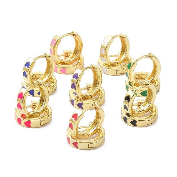 Brass Enamel Hoop Earrings