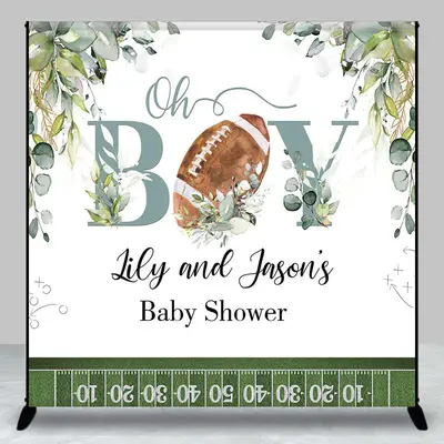 Aperturee Oh Boy Rugby Custom Name Twins Baby Shower Backdrop | Custom Backdrops For Baby Shower | Baby Shower Custom Banner ...
