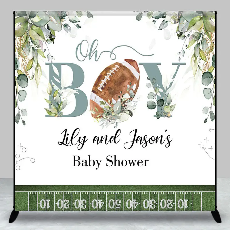 Aperturee Oh Boy Rugby Custom Name Twins Baby Shower Backdrop | Custom Backdrops For Baby Shower | Baby Shower Custom Banner ...
