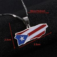 Puerto Rico Flag Necklace, Oil Drip Stainless Steel Map Pendant Necklace, Flag Map Series Pendant Necklace for Men and Women