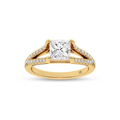 Delhi Split Shank Princess Cut Lab Grown Diamond Engagement Ring | 14K Yellow Gold 1 3/4 CT. TW.