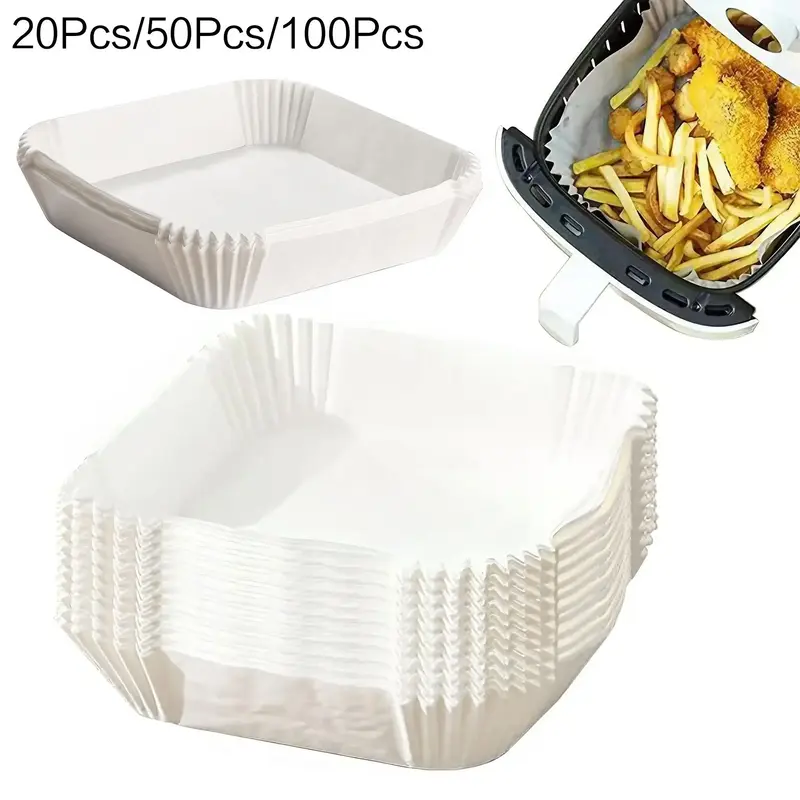 Disposable Air Fryer Liner, 20/50/100pcs Non-stick Air Fryer Liner, White Air Fryer Accessories for Kitchen Oven Baking