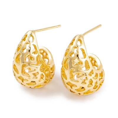 Rack Plating Hollow Teardrop Brass Earrings