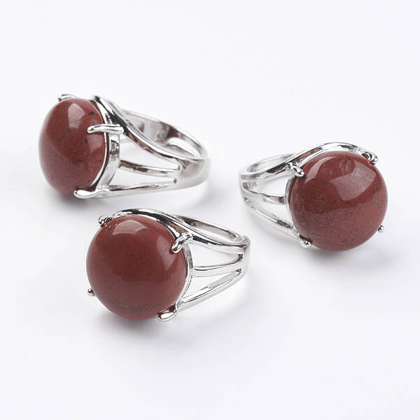 Adjustable Natural Red Jasper Finger Rings
