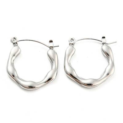 Non-Tarnish Wave Ring 304 Stainless Steel Hoop Earrings for Women