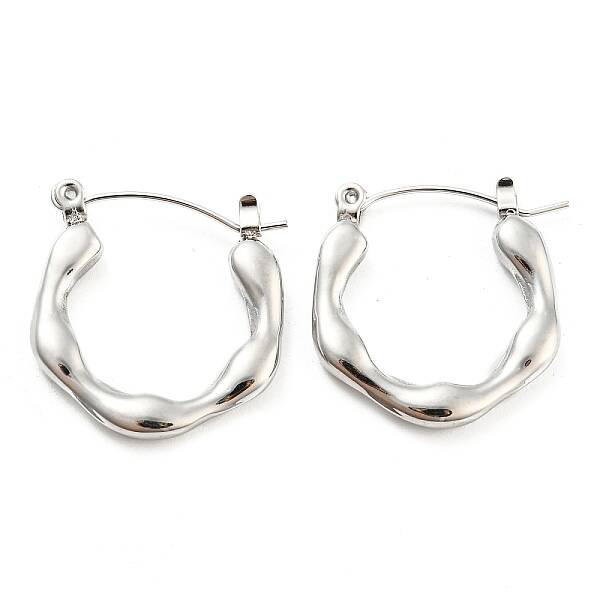 Non-Tarnish Wave Ring 304 Stainless Steel Hoop Earrings for Women